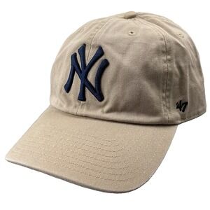 New York Yankees Hat 47 Brand Tan Beige Strap Back MLB Clean Up Dad Hat NEW